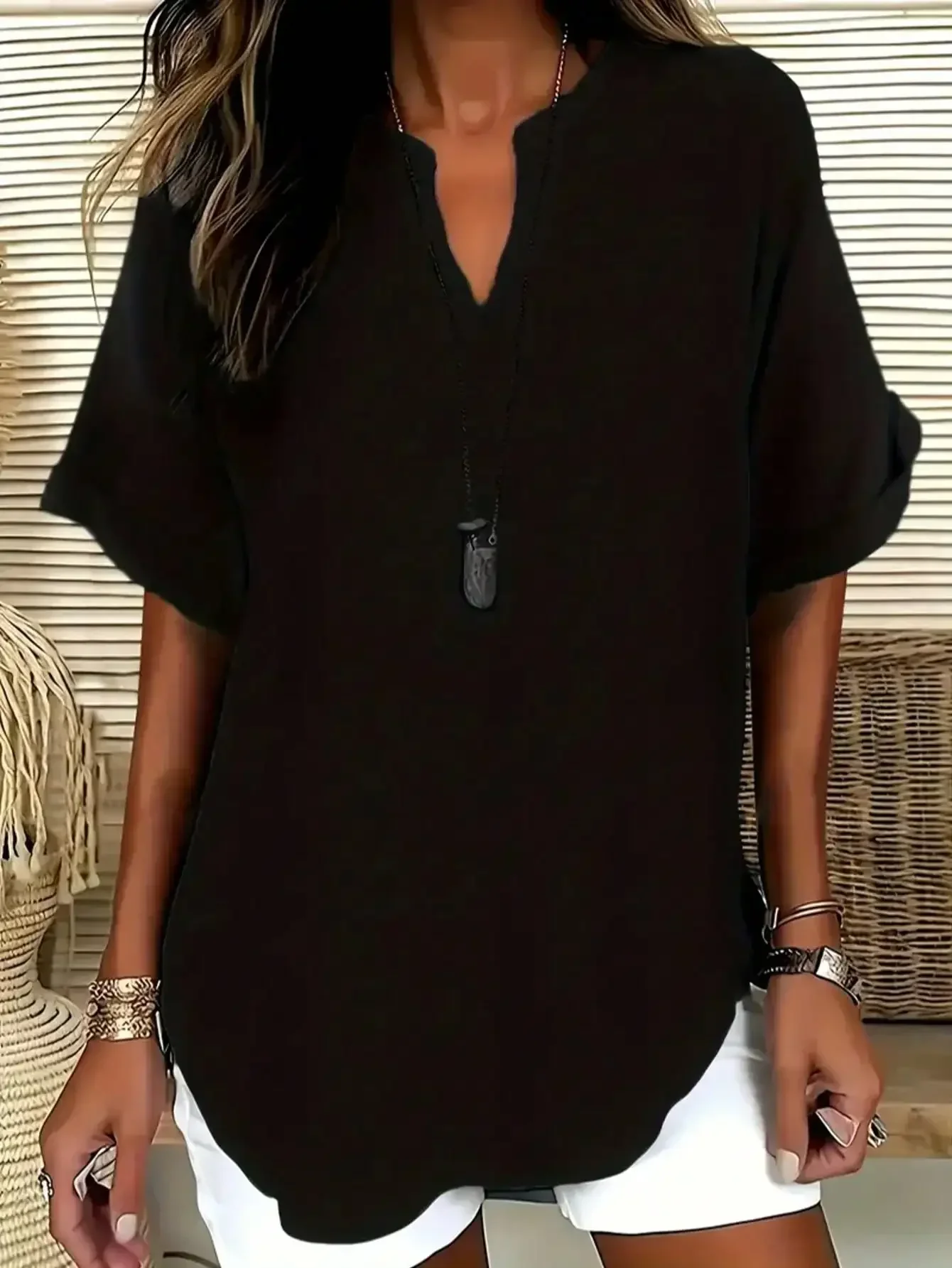 Plus Size 1XL-5XL New Women's Fashion Solid Color Notched Top Ladies Casual Short Sleeve Comfort V-Neck Blouse Shirt Tops
Plus Size 1XL-5XL New Women's Fashion Solid Color Notched Top Ladies Casual Short Sleeve Comfort V-Neck Blouse Shirt Tops