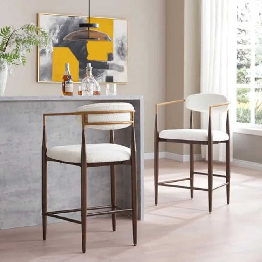 Ebany 25" Barstools Set of 2, Metal Frame Counter Stool, Upholstered Bar Chair, Curved Back Barstool, Open Design Counter Stool
Ebany 25" Barstools Set of 2, Metal Frame Counter Stool, Upholstered Bar Chair, Curved Back Barstool, Open Design Counter Stool