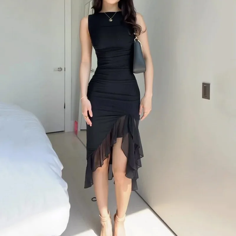 Split Dress 2025 Summer Autumn New European and American Sexy Sleeveless Pure Desire Style Irregular Sexy Long Skirt
Split Dress 2025 Summer Autumn New European and American Sexy Sleeveless Pure Desire Style Irregular Sexy Long Skirt