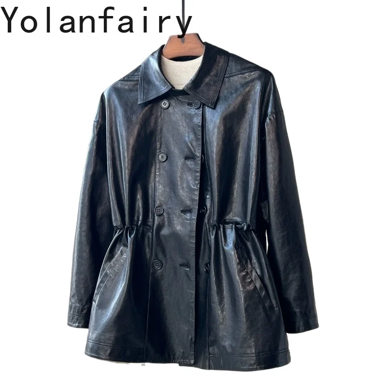 YOLANFAIRY Real Sheepskin 100% Genuine Leather Jacket Women Hot Sale 2026 High Quality Leather Trench Coat Waisted Elegant Coats
YOLANFAIRY Real Sheepskin 100% Genuine Leather Jacket Women Hot Sale 2026 High Quality Leather Trench Coat Waisted Elegant Coats