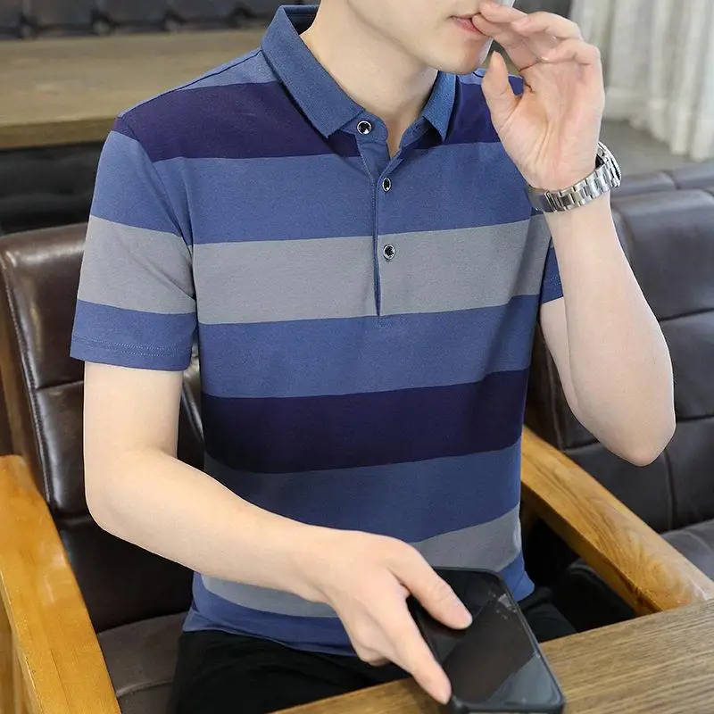 Summer New Men's Cotton Shirt Short Sleeve Striped Casual Turn-down Collar Dad Leisure Fashion Urban Style Home Comfort
Summer New Men's Cotton Shirt Short Sleeve Striped Casual Turn-down Collar Dad Leisure Fashion Urban Style Home Comfort