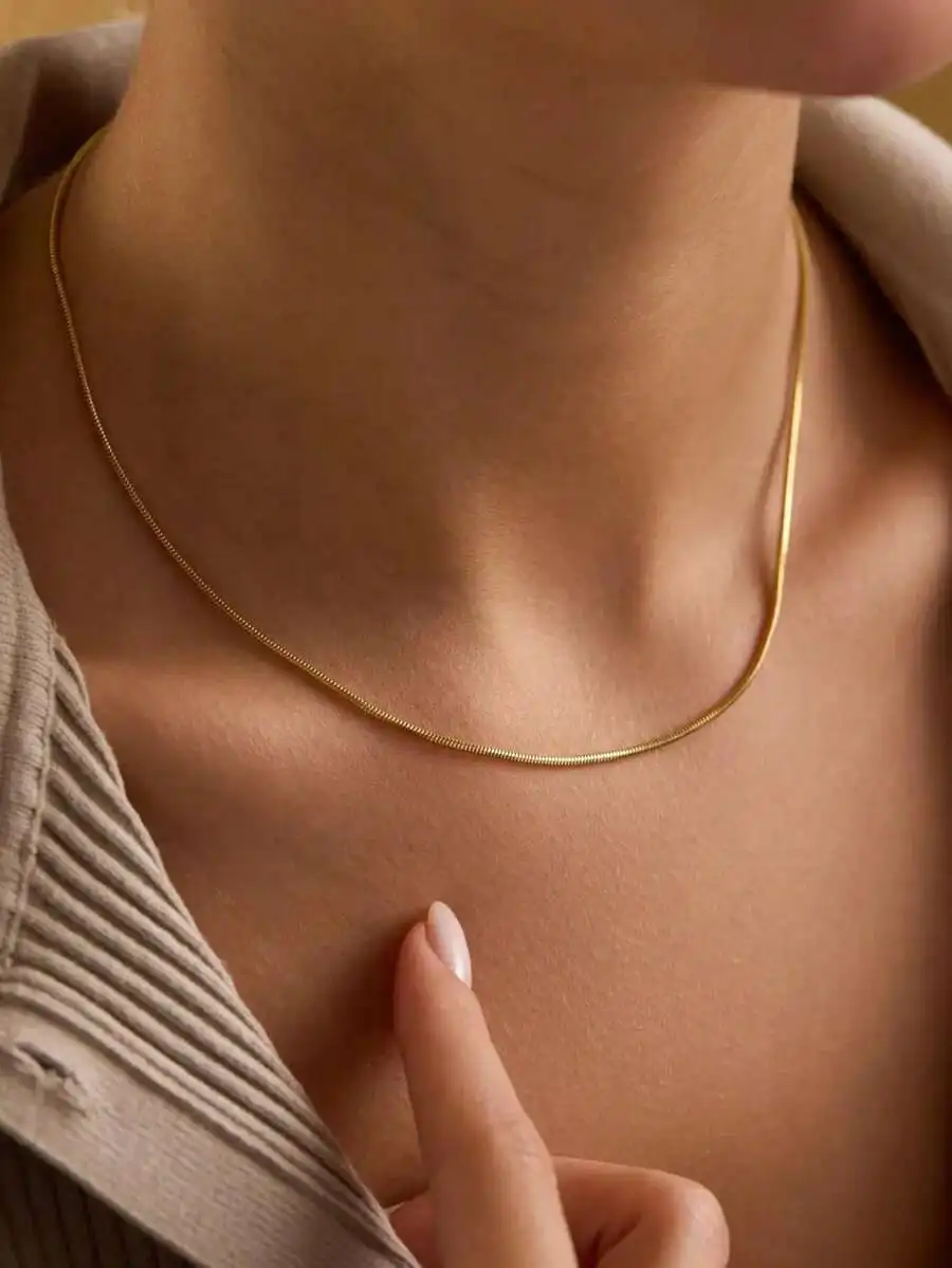 Minimalist Snake Chain Necklace For Women Stainless Steel Gold Tone
Minimalist Snake Chain Necklace For Women Stainless Steel Gold Tone