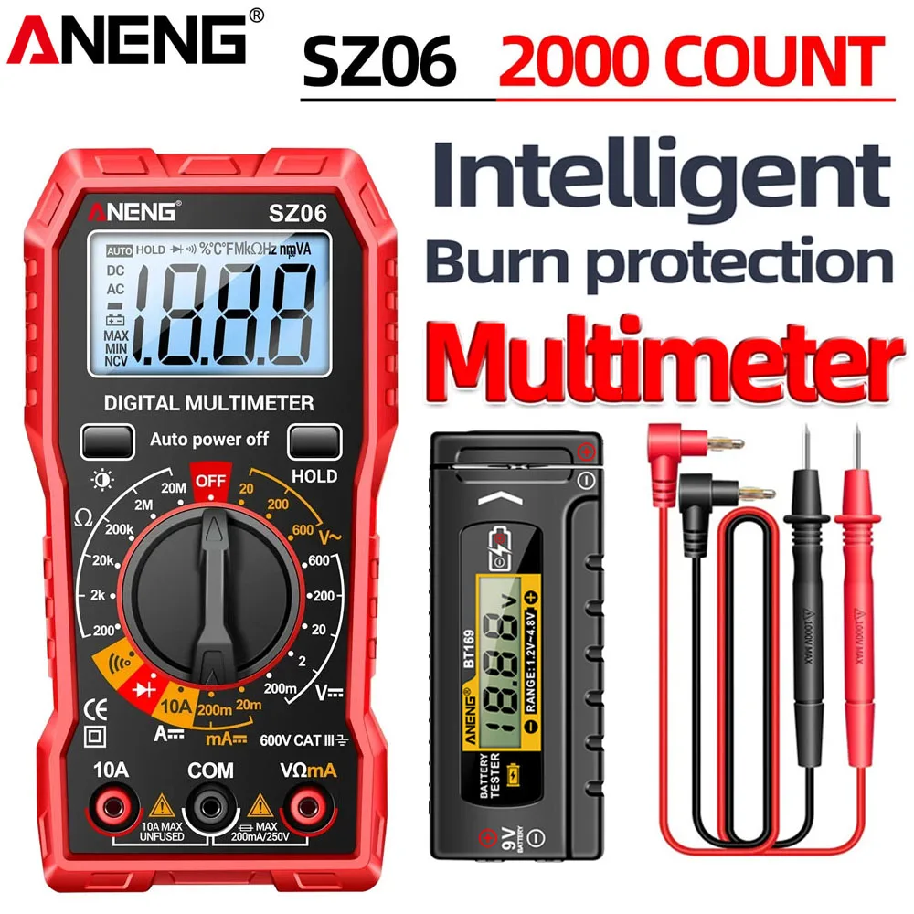 Digtal Multimeter Electrician/Household Tester Kit SZ06 High Precision DC/AC Voltage Diode Meter BT169 Battery Level Tester Tool
Digtal Multimeter Electrician/Household Tester Kit SZ06 High Precision DC/AC Voltage Diode Meter BT169 Battery Level Tester Tool