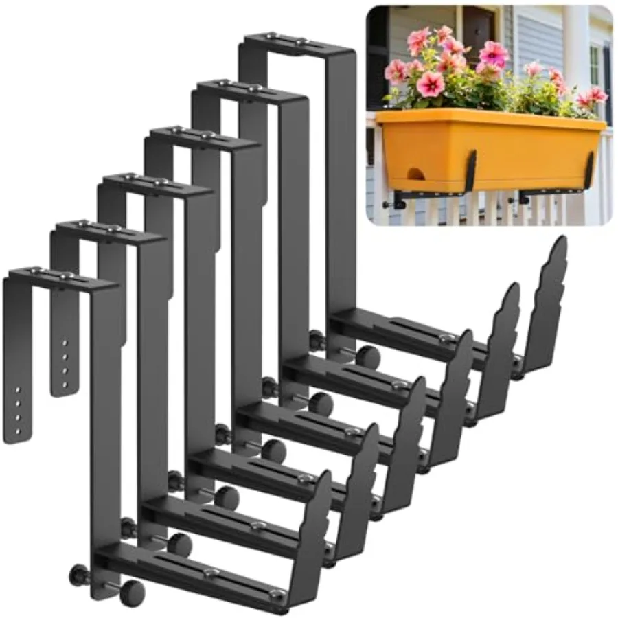 Window Box Brackets, Adjustable Planter Box Brackets, Heavy Duty Iron Flower Box Bracket for Deck Railing with Upgraded Bottom
Window Box Brackets, Adjustable Planter Box Brackets, Heavy Duty Iron Flower Box Bracket for Deck Railing with Upgraded Bottom
