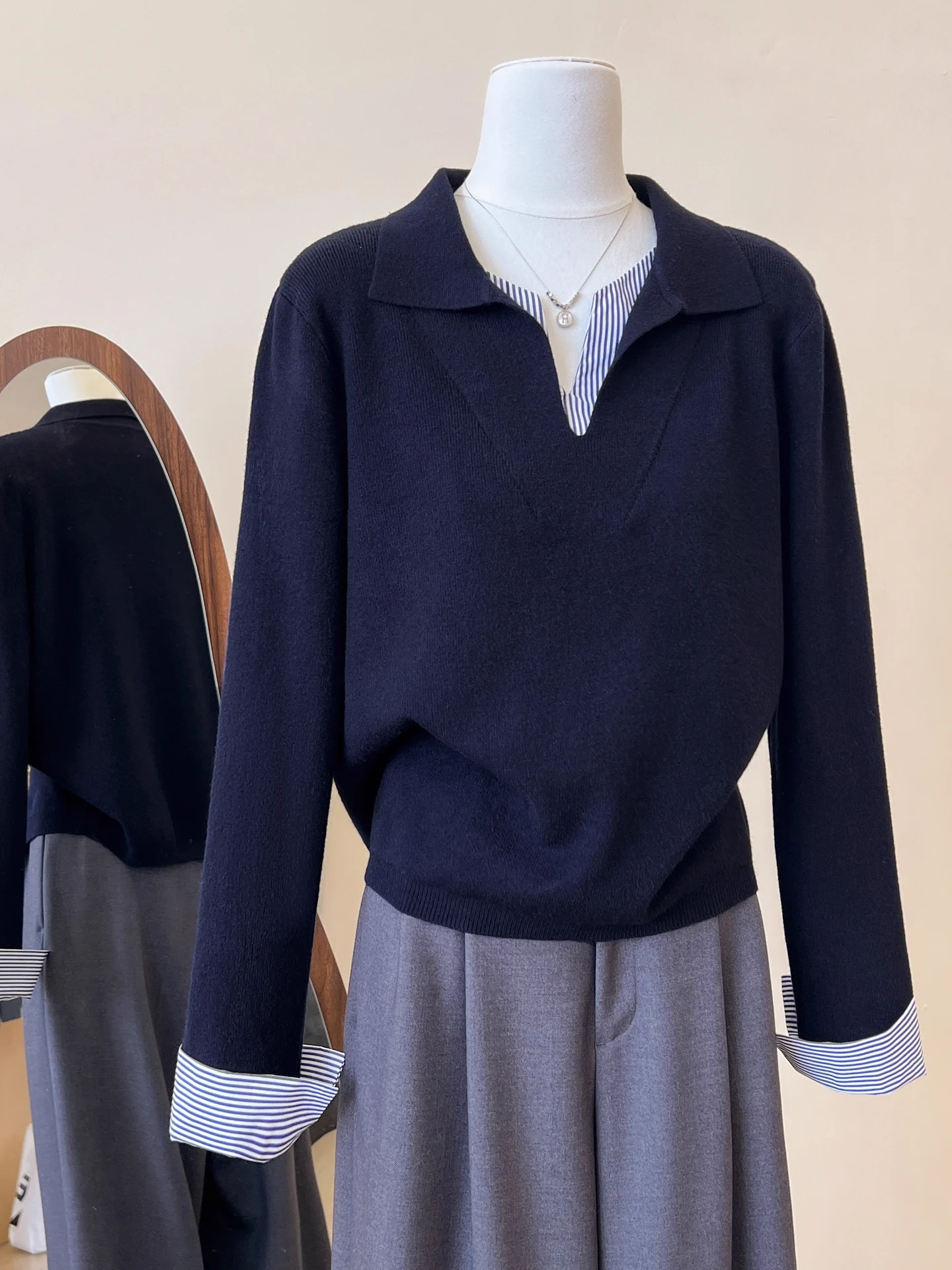 Chic Ne Knitted Sweater Women's Single Wear Spring Autumn Winter Korean Sle Faionable Fake Two-Piece Top
Chic Ne Knitted Sweater Women's Single Wear Spring Autumn Winter Korean Sle Faionable Fake Two-Piece Top