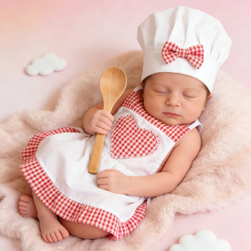 2pcs Newborn Photography Props Chef Costume Baby Hat Apron Set Infant Girl Cosplay Cook Outfit Studio Photo Shoot Accessories
2pcs Newborn Photography Props Chef Costume Baby Hat Apron Set Infant Girl Cosplay Cook Outfit Studio Photo Shoot Accessories
