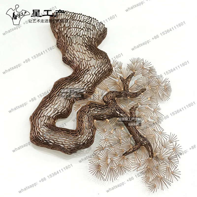 New Chinese style metal pine tree wall hanging hotel porch stainless steel welcome pine custom sculpture
New Chinese style metal pine tree wall hanging hotel porch stainless steel welcome pine custom sculpture