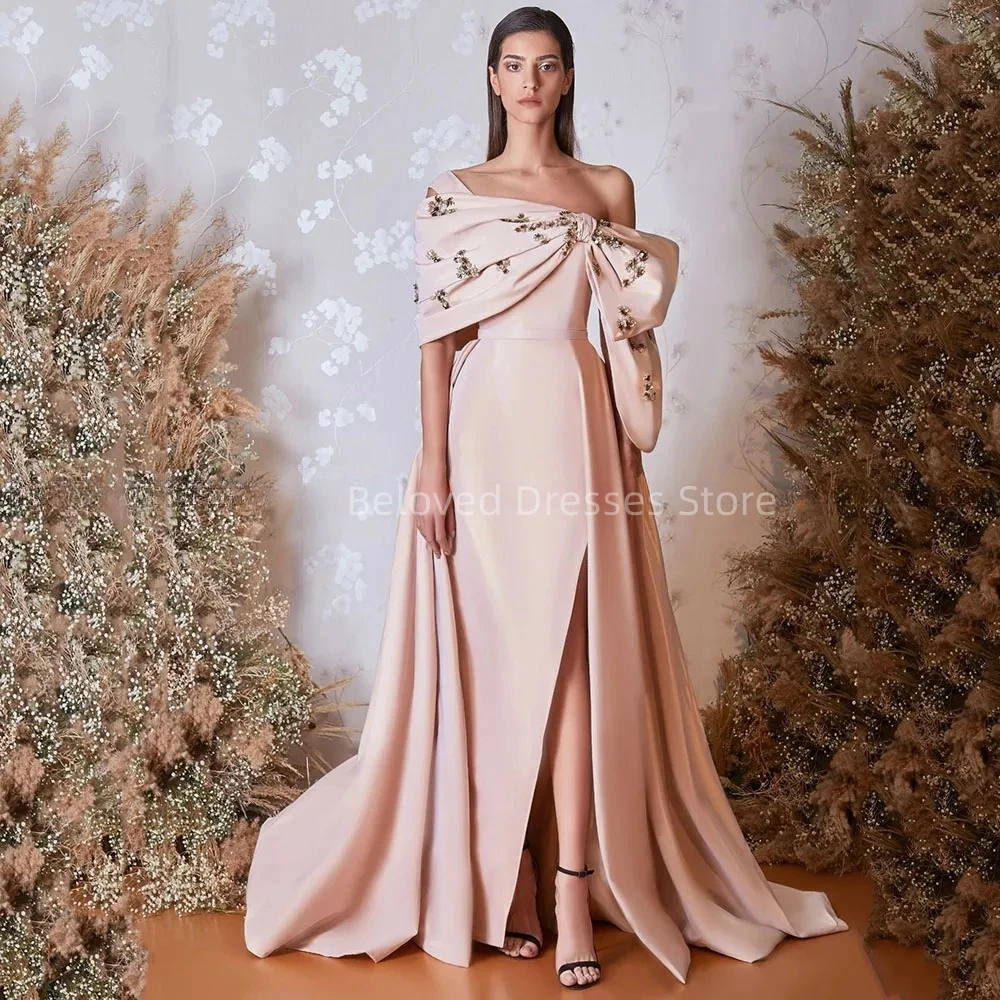 Exquisite Satin Light Pink A-Line Evening Dresses Elegant Off the Shoulder Big Bow Beaded Prom Gowns Vestidos De Gala 2023
Exquisite Satin Light Pink A-Line Evening Dresses Elegant Off the Shoulder Big Bow Beaded Prom Gowns Vestidos De Gala 2023