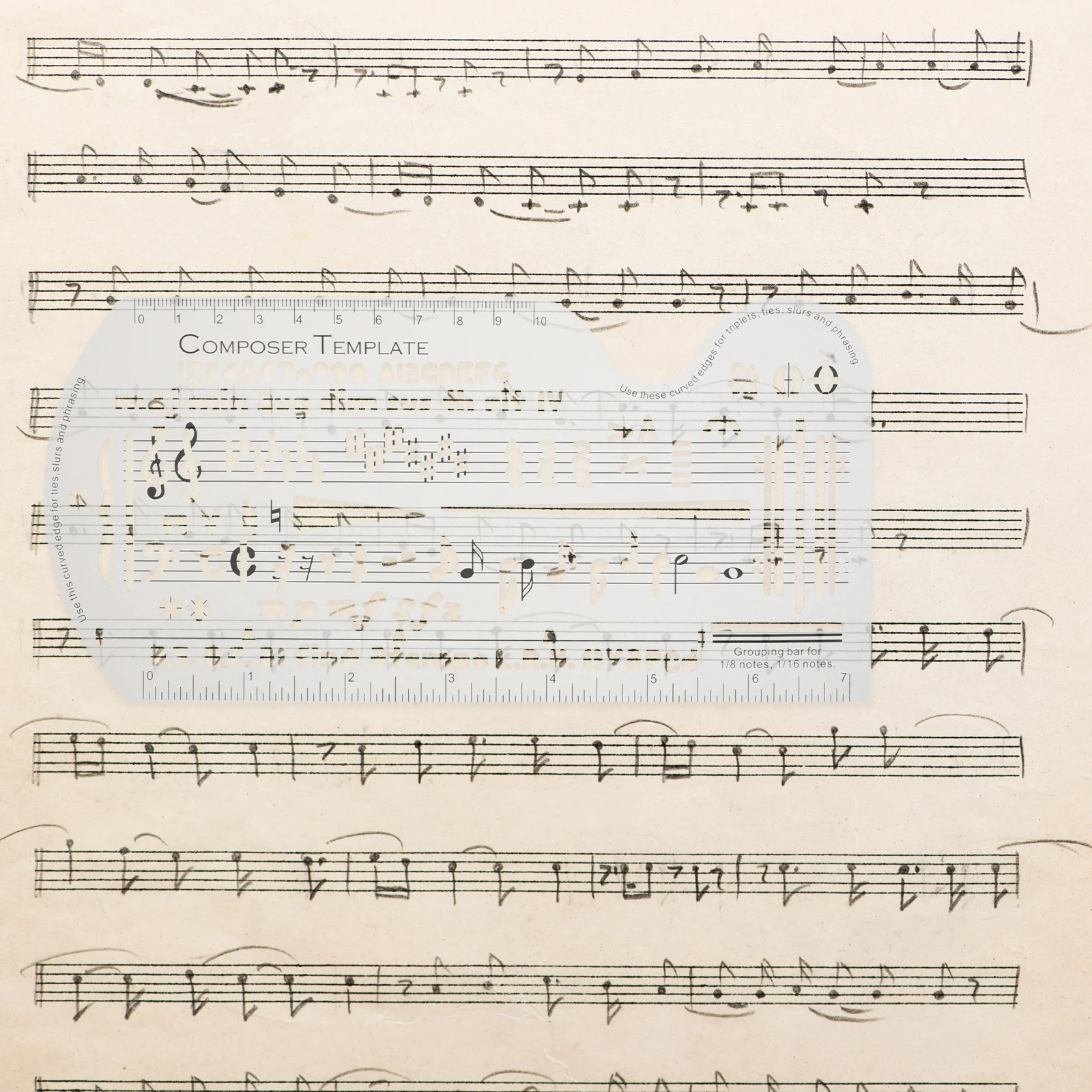Premium Music Staff Ruler Durable Plastic Stencil For Songwriting Composition Template Notation Symbol Drawing Tool
Premium Music Staff Ruler Durable Plastic Stencil For Songwriting Composition Template Notation Symbol Drawing Tool