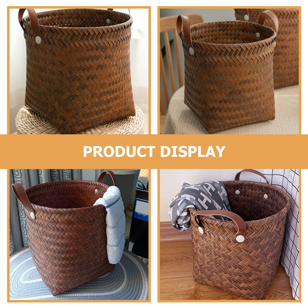 Large Capacity Woven Storage Basket Imitation Rattan Organizer For Home Bedroom Living Room Kitchen Office Sundries Handle
Large Capacity Woven Storage Basket Imitation Rattan Organizer For Home Bedroom Living Room Kitchen Office Sundries Handle