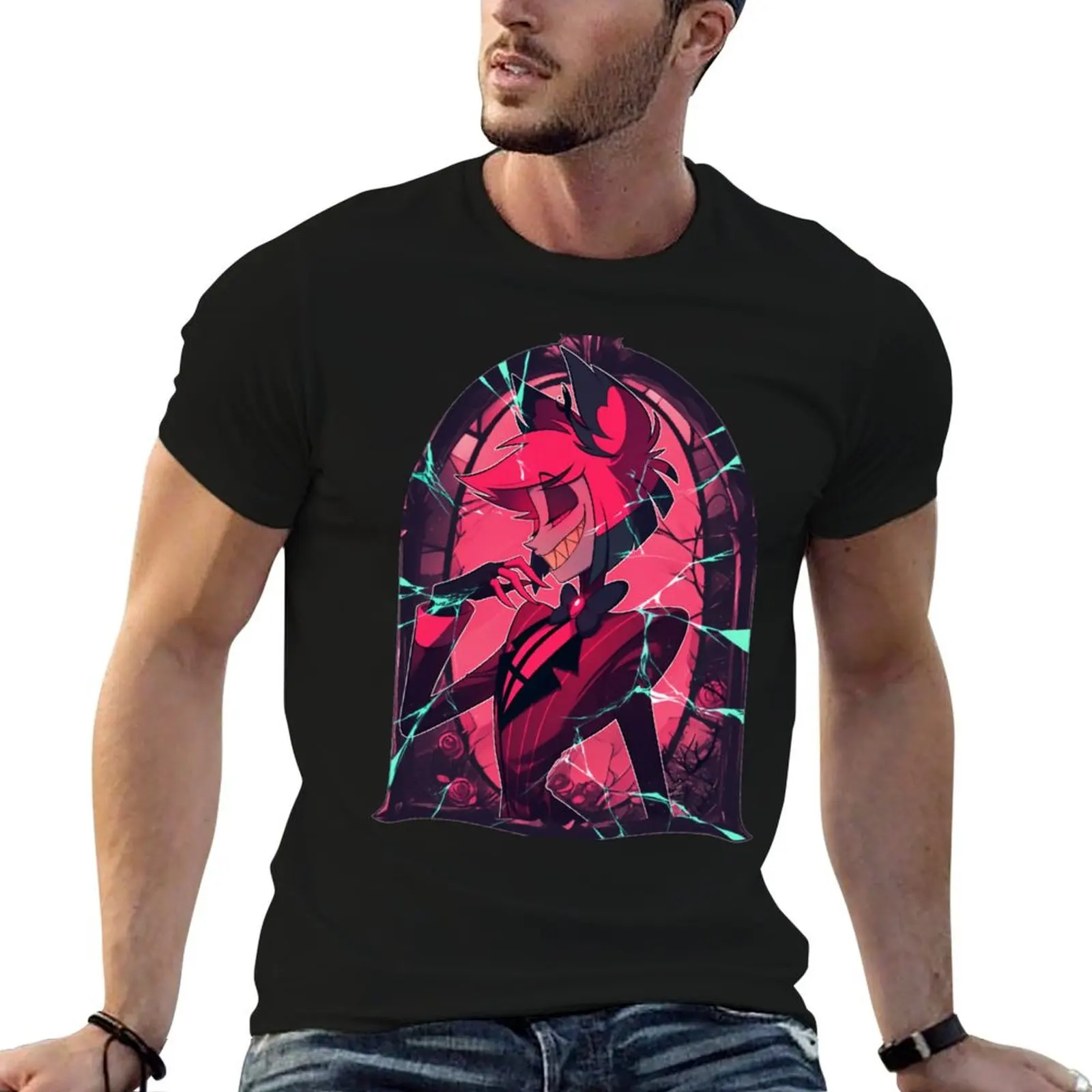man t Alastor - 100% tshirt Cracked T-Shirt Glass cotton cotton Stained shirt
man t Alastor - 100% tshirt Cracked T-Shirt Glass cotton cotton Stained shirt
