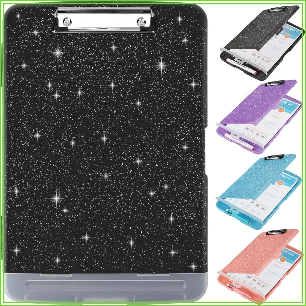 Glitter Clipboard with Storage, Pen Holder, A4 Binder Clip Boards 8.5x11, Side Opening Sparkle Clipboard Folder for Office - Starry Black
Glitter Clipboard with Storage, Pen Holder, A4 Binder Clip Boards 8.5x11, Side Opening Sparkle Clipboard Folder for Office - Starry Black