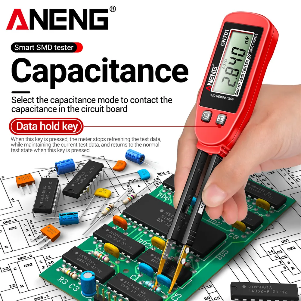 Digital Smart Handheld SMD Tester Electrician Multimeter ANENG GN701 Resistance Capacitance Continuity Diode Test Meter Tools
Digital Smart Handheld SMD Tester Electrician Multimeter ANENG GN701 Resistance Capacitance Continuity Diode Test Meter Tools