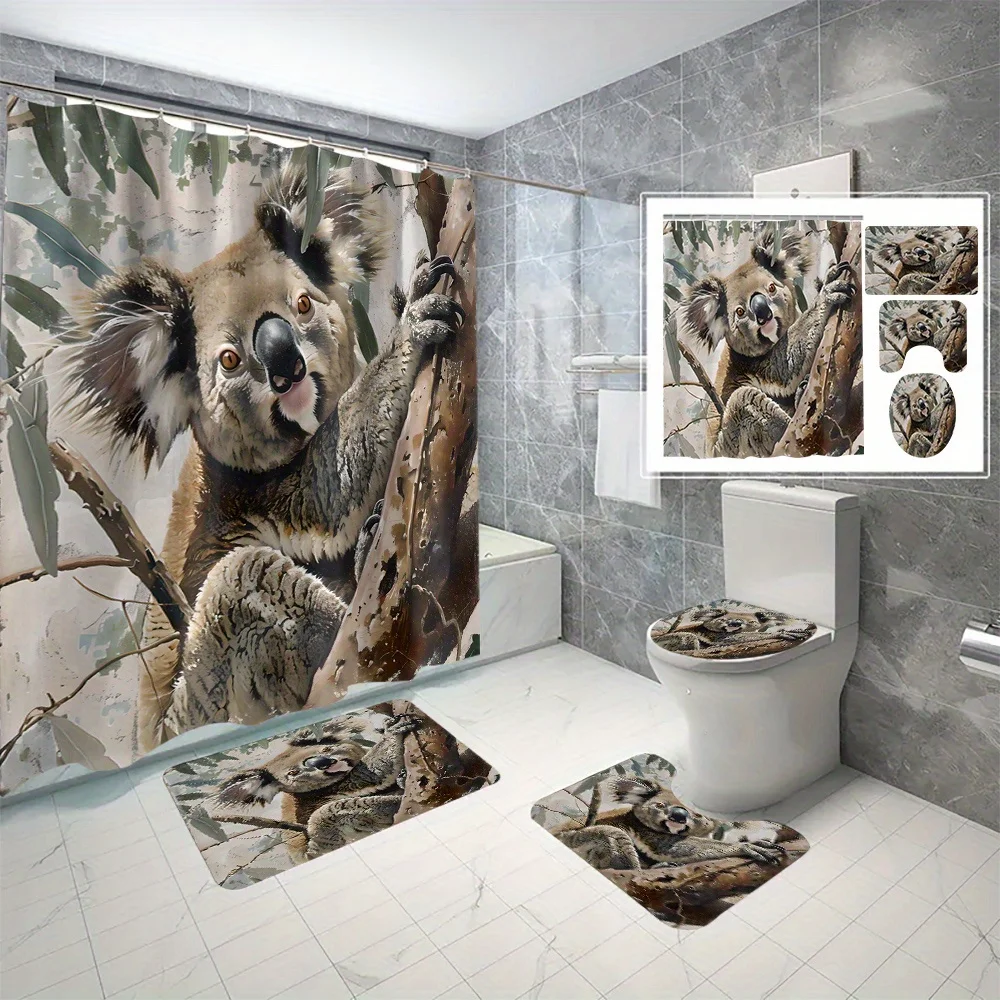 Koala digital print polyester bathroom set with waterproof shower curtain, machine washable, hook included, fashion theme
Koala digital print polyester bathroom set with waterproof shower curtain, machine washable, hook included, fashion theme