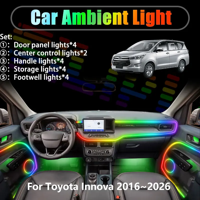 For Toyota Innova 2016~2026 MK2 2th AN140 2/18 in 1 Car ambient lighting Led trunk interior led lights USB RGB Ensemble Streamer
For Toyota Innova 2016~2026 MK2 2th AN140 2/18 in 1 Car ambient lighting Led trunk interior led lights USB RGB Ensemble Streamer