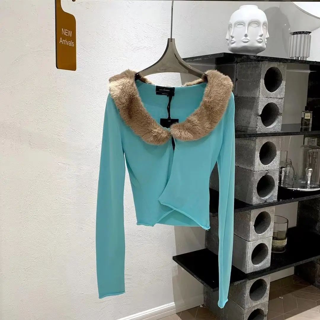 Autumn winter new fashion slim cropped Knit tops for women Fur collar full sleeves Sexy knit cardigan sweater Y3485
Autumn winter new fashion slim cropped Knit tops for women Fur collar full sleeves Sexy knit cardigan sweater Y3485