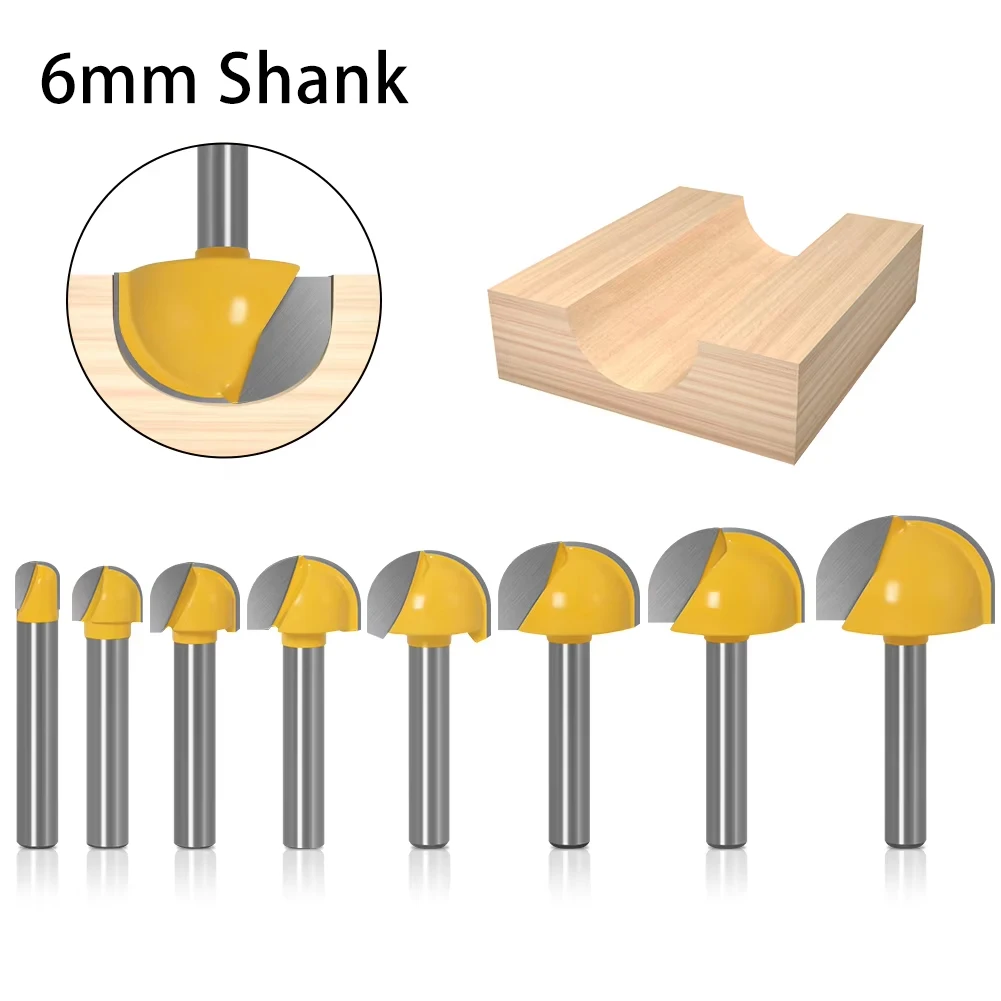 6mm Shank Round Nose Router Bit 6-25mm Diameter Woodworking Half Round Relief Milling Cutter For Bowl And Groove Making
6mm Shank Round Nose Router Bit 6-25mm Diameter Woodworking Half Round Relief Milling Cutter For Bowl And Groove Making