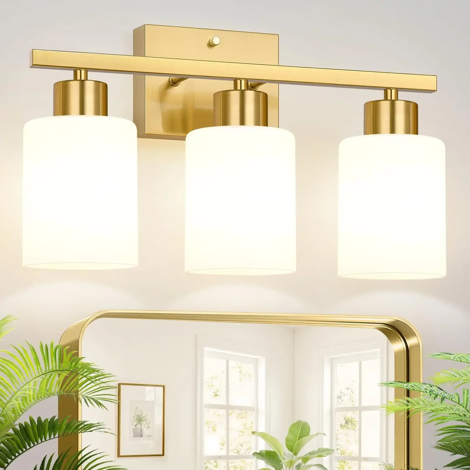3-Light Brushed Gold Vanity Light with Frosted Glass Shades for Bathroom, Mirror, Bedroom, Hallway
3-Light Brushed Gold Vanity Light with Frosted Glass Shades for Bathroom, Mirror, Bedroom, Hallway