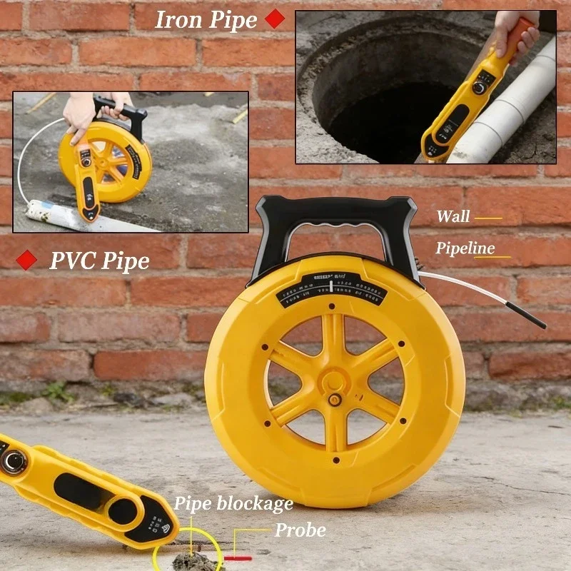 ZHOUCE Pipe Blockage Detector for Iron/PVC/Cement/Steel Pipes Diagnostic-Tool Scanner Clogging Plumbers Instrument ZCC-DC820/30M
