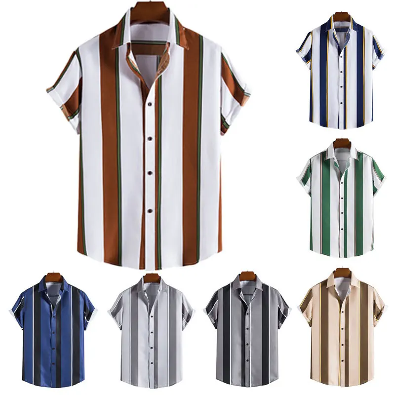 Summer Men's Striped Short Sleeved Shirt Hawaiian Shirt Is Suitable for Beach Parties
Summer Men's Striped Short Sleeved Shirt Hawaiian Shirt Is Suitable for Beach Parties