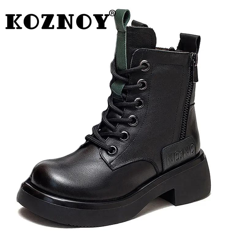 Koznoy 5cm Cow Genuine Leather Woman Zipper Female Platform Ankle Mid Calf Booties Combat Boot High Top Autumn Winter Warm Shoes
Koznoy 5cm Cow Genuine Leather Woman Zipper Female Platform Ankle Mid Calf Booties Combat Boot High Top Autumn Winter Warm Shoes