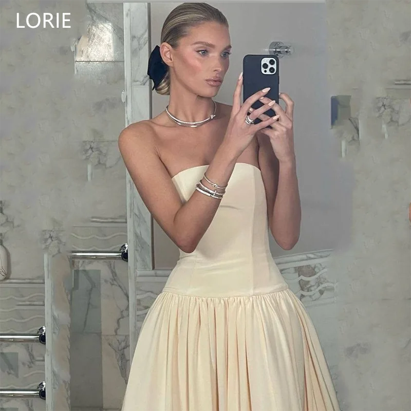 LORIE Beige Satin A-Line Wedding Dresses Strapless Sleeveless Pleat Little Bow Bridal Gown Floor-Length Bride Gowns Customized
LORIE Beige Satin A-Line Wedding Dresses Strapless Sleeveless Pleat Little Bow Bridal Gown Floor-Length Bride Gowns Customized