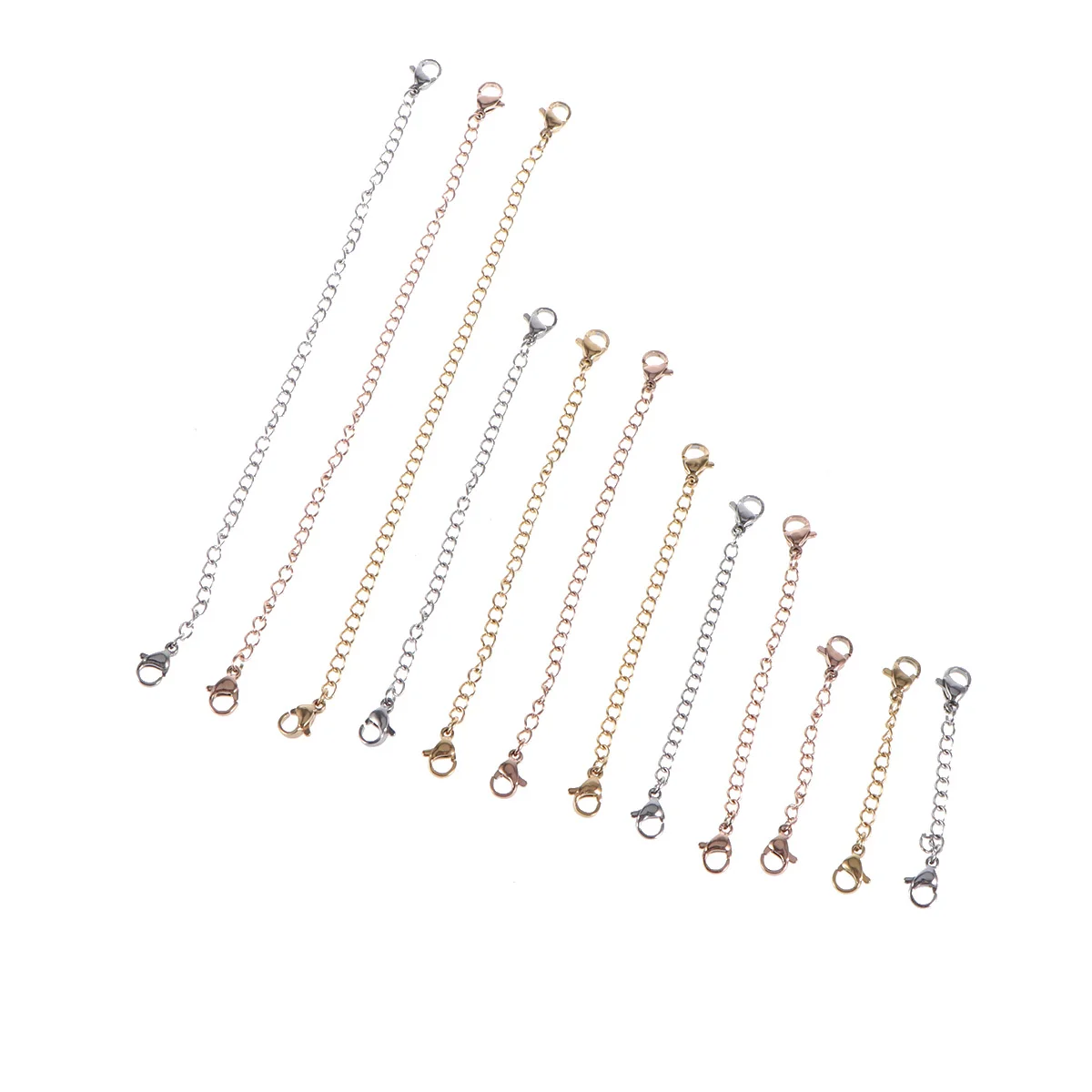 12 PCS Rose Gold Necklace Extender Bracelet Extension Chain with Lobster Clasp at Both Ends Man
12 PCS Rose Gold Necklace Extender Bracelet Extension Chain with Lobster Clasp at Both Ends Man