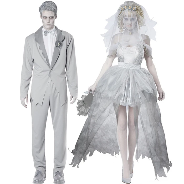 Adult Men's Halloween Cosplay Ghost Costume Terroristic Grey White Suit Bloodstained Groom Costume Wedding Dress up Clothes
Adult Men's Halloween Cosplay Ghost Costume Terroristic Grey White Suit Bloodstained Groom Costume Wedding Dress up Clothes