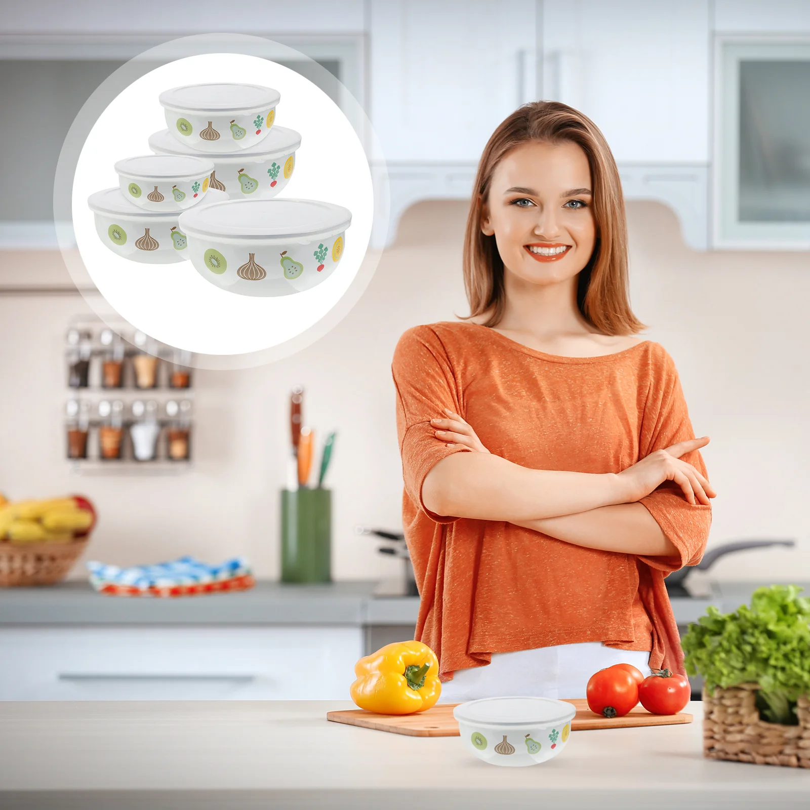 1 комплект эмалированных мисок, контейнеры для хранения свежести, гладкая поверхность, легко чистящиеся эмалированные миски для домашнего ресторана, пикника с крышками
1 комплект эмалированных мисок, контейнеры для хранения свежести, гладкая поверхность, легко чистящиеся эмалированные миски для домашнего ресторана, пикника с крышками