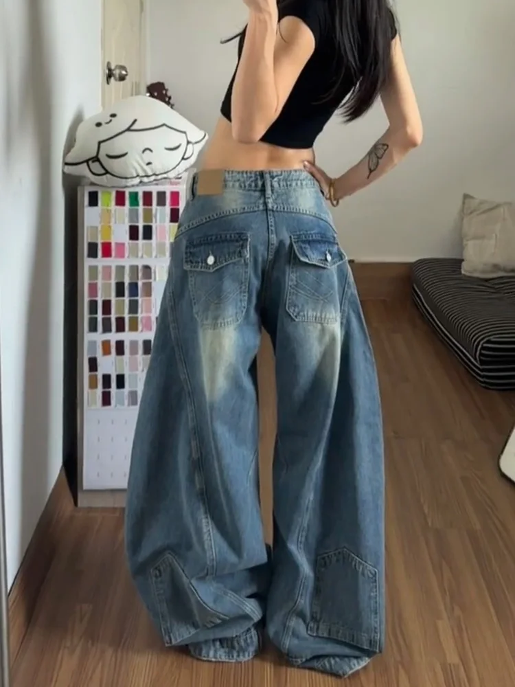 American Style High Waist Loose Fit Denim Jeans Women's Summer New High Street Multi Pocket Torn Ground Pants
American Style High Waist Loose Fit Denim Jeans Women's Summer New High Street Multi Pocket Torn Ground Pants