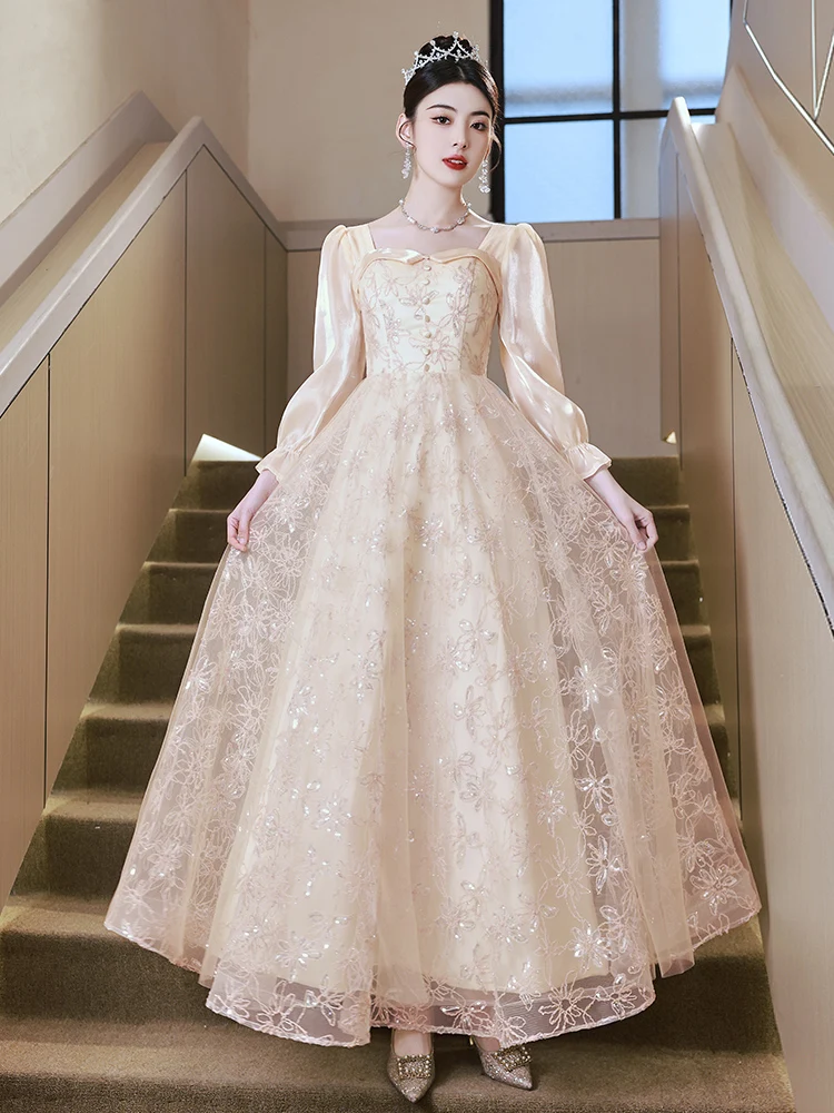 French Style Long Sleeve Evening Dress Square Collar Embroidery Floral Slim Long Graduation Party Gown Elegant Formal Dress
French Style Long Sleeve Evening Dress Square Collar Embroidery Floral Slim Long Graduation Party Gown Elegant Formal Dress