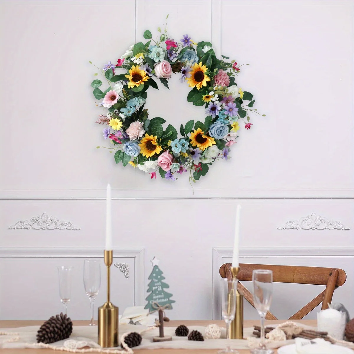 Spring Summer Wreath for Front Door, Artificial Sunflower Rose Gardenia Wildflower Wreath Handmade Flowers Leaves
Spring Summer Wreath for Front Door, Artificial Sunflower Rose Gardenia Wildflower Wreath Handmade Flowers Leaves