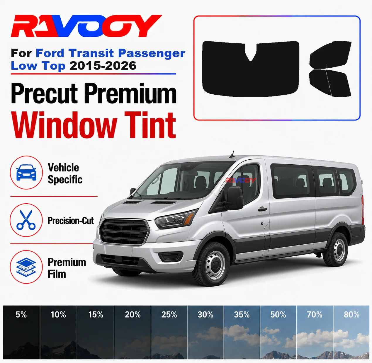 Premium Precut Window Tint Kit Front Rear Windows Rear Windshield For Ford Transit Passenger Low Top 2015-2026 Nano Ceramic Film
Premium Precut Window Tint Kit Front Rear Windows Rear Windshield For Ford Transit Passenger Low Top 2015-2026 Nano Ceramic Film