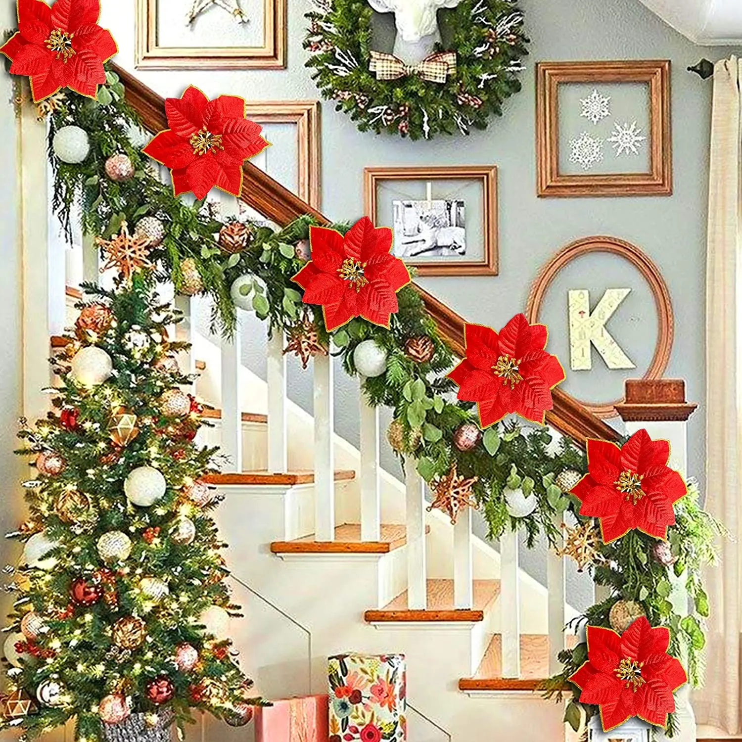 20PCS Christmas Tree Decorations Ornaments Poinsettia Flowers Artificial Glitter Gold Xmas Ornaments For Christmas Decoration
20PCS Christmas Tree Decorations Ornaments Poinsettia Flowers Artificial Glitter Gold Xmas Ornaments For Christmas Decoration