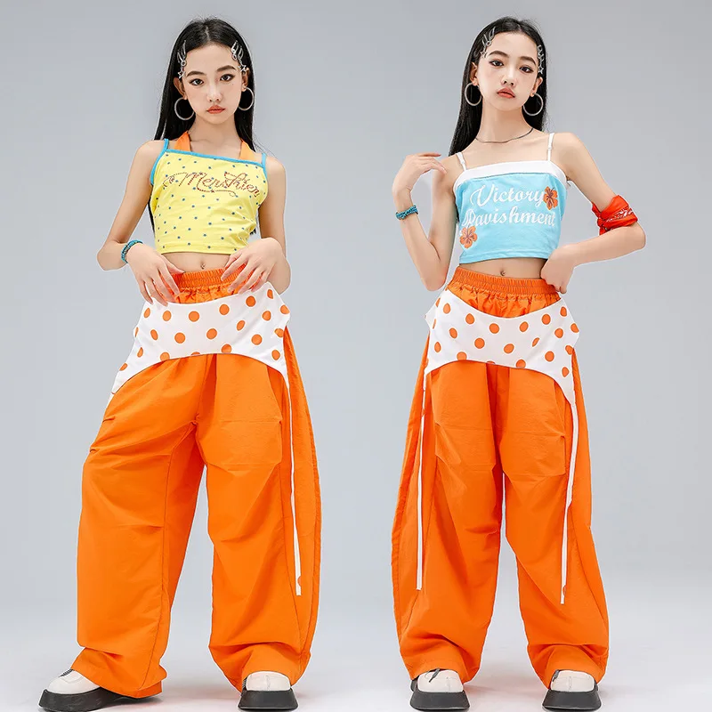 Kid Kpop Hip Hop Clothing Yellow Blue Camisole Crop Tank Top Orange Casual Parachute Pants for Girl Jazz Dance Costumes Clothes
Kid Kpop Hip Hop Clothing Yellow Blue Camisole Crop Tank Top Orange Casual Parachute Pants for Girl Jazz Dance Costumes Clothes