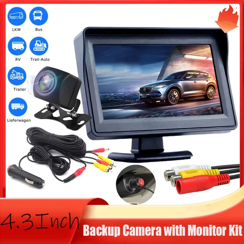 10.92cm HD Monitor Rear View Camera Set Includes a 10.92cm HD Monitor And a License Plate Backup Camera
10.92cm HD Monitor Rear View Camera Set Includes a 10.92cm HD Monitor And a License Plate Backup Camera