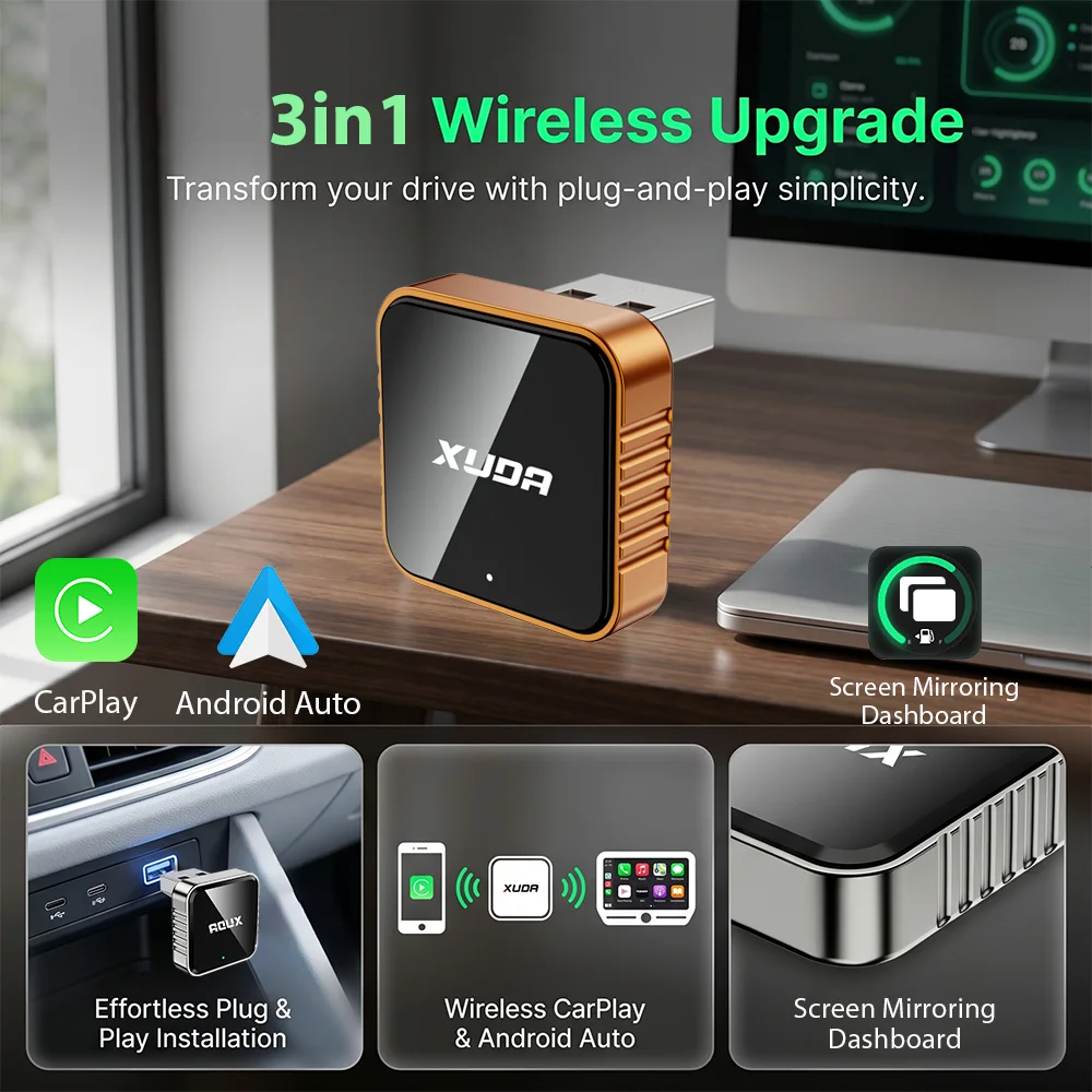 Upgraded 3-in-1 Smart CarPlay Box Convert OEM Wired CarPlay to Wireless,Support Airplay Mirror Android Auto Online Video Playbac
Upgraded 3-in-1 Smart CarPlay Box Convert OEM Wired CarPlay to Wireless,Support Airplay Mirror Android Auto Online Video Playbac