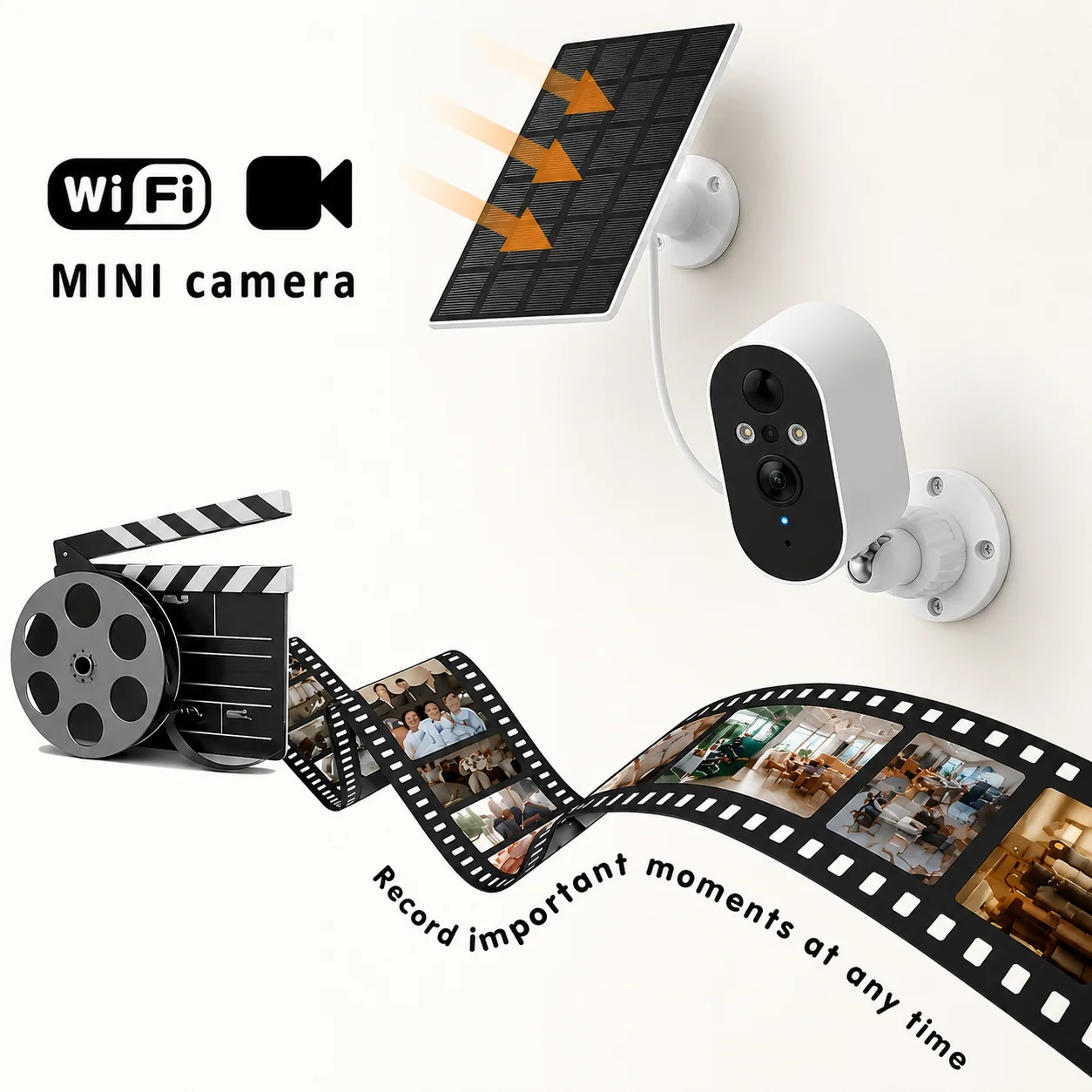 Solar-powered camera, large-capacity battery, light alarm, high-quality dust-proof, color night vision mode, 2.4G
Solar-powered camera, large-capacity battery, light alarm, high-quality dust-proof, color night vision mode, 2.4G