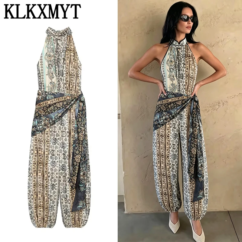 KLKXMYT New Vintage Print Jumpsuit For Women Lace-up Design Halter Neck Casual Outfit Fashion Backless Sexy Rompers
KLKXMYT New Vintage Print Jumpsuit For Women Lace-up Design Halter Neck Casual Outfit Fashion Backless Sexy Rompers 
