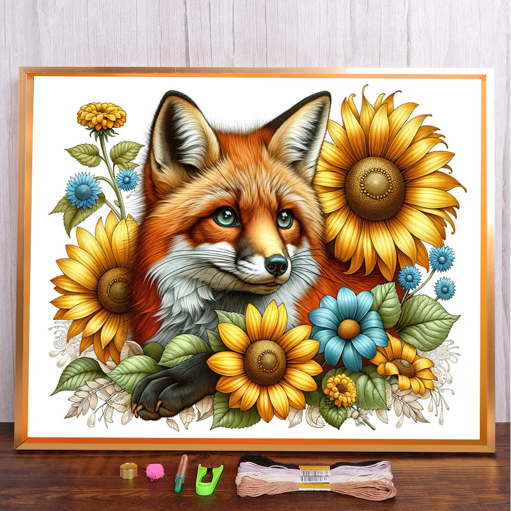 Animal Fox Sunflower Printed Fabric Cross-Stitch DIY Embroidery Full Kit Sewing Craft Handicraft Knitting Mulina Floss Different
Animal Fox Sunflower Printed Fabric Cross-Stitch DIY Embroidery Full Kit Sewing Craft Handicraft Knitting Mulina Floss Different