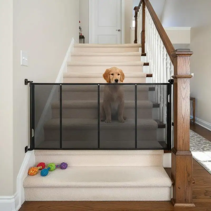 Retractable baby gate (87 cm high, extendable to 280 cm wide), extendable gate for children and pets, mesh material, stair gate for indoor stairs, doors, hallways, and playrooms, black
Retractable baby gate (87 cm high, extendable to 280 cm wide), extendable gate for children and pets, mesh material, stair gate for indoor stairs, doors, hallways, and playrooms, black