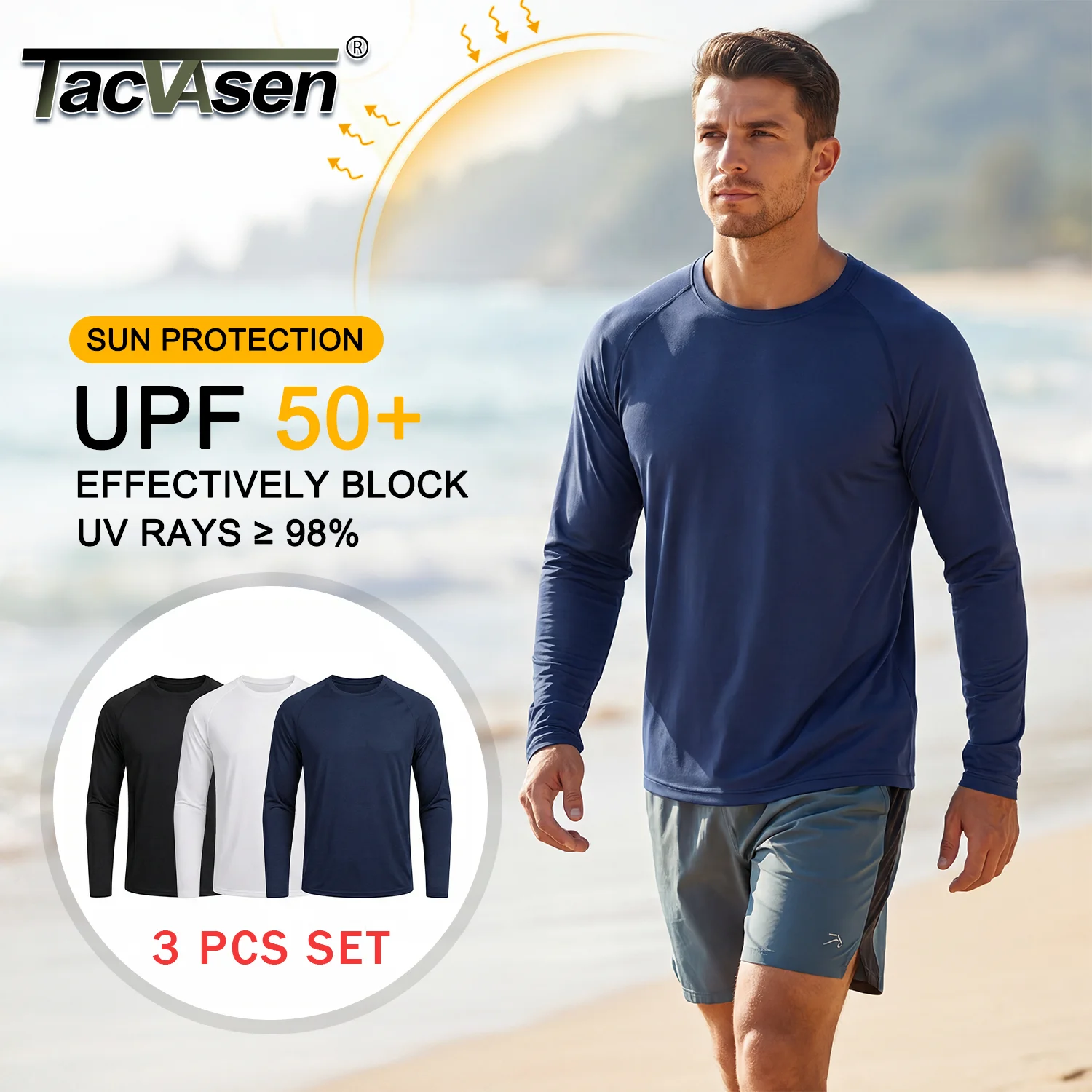 TACVASEN 3 Pcs Men's Long Sleeve Shirts UPF 50+ Sun Protection Dry Fit Shirt Lightweight Workout Athletic T-Shirt Rash Guard Tee
TACVASEN 3 Pcs Men's Long Sleeve Shirts UPF 50+ Sun Protection Dry Fit Shirt Lightweight Workout Athletic T-Shirt Rash Guard Tee