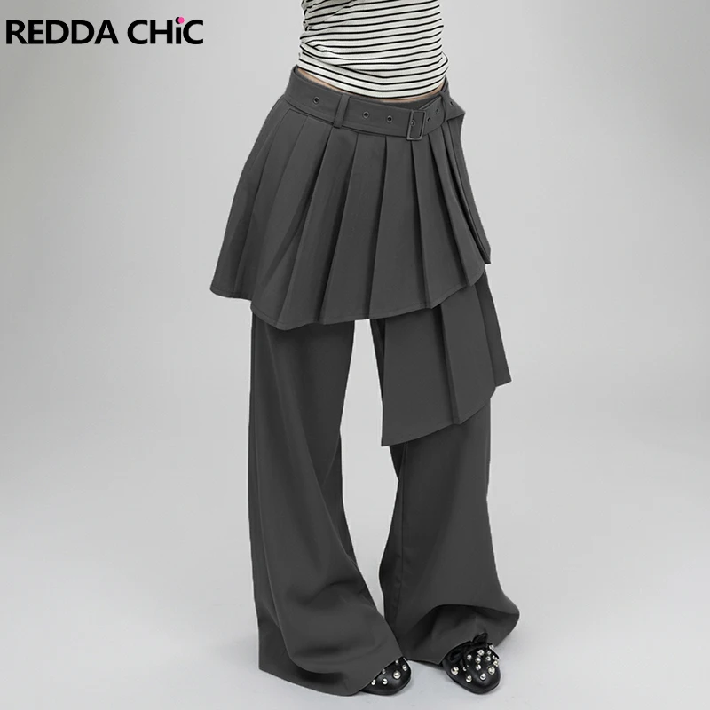 REDDACHiC Layering Skirt Women Wrap Pants Retro Gray Irregular Loose Fit Pleated Stitch Dressy Pants Office Alternative Clothes
REDDACHiC Layering Skirt Women Wrap Pants Retro Gray Irregular Loose Fit Pleated Stitch Dressy Pants Office Alternative Clothes