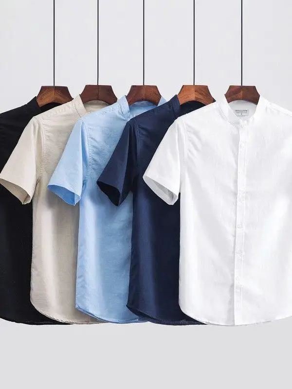 Casual Japanese Style Linen Short Sleeve Shirt Men's Thin Breathable Cotton Linen White Shirt Slim round Neck Summer Top
Casual Japanese Style Linen Short Sleeve Shirt Men's Thin Breathable Cotton Linen White Shirt Slim round Neck Summer Top