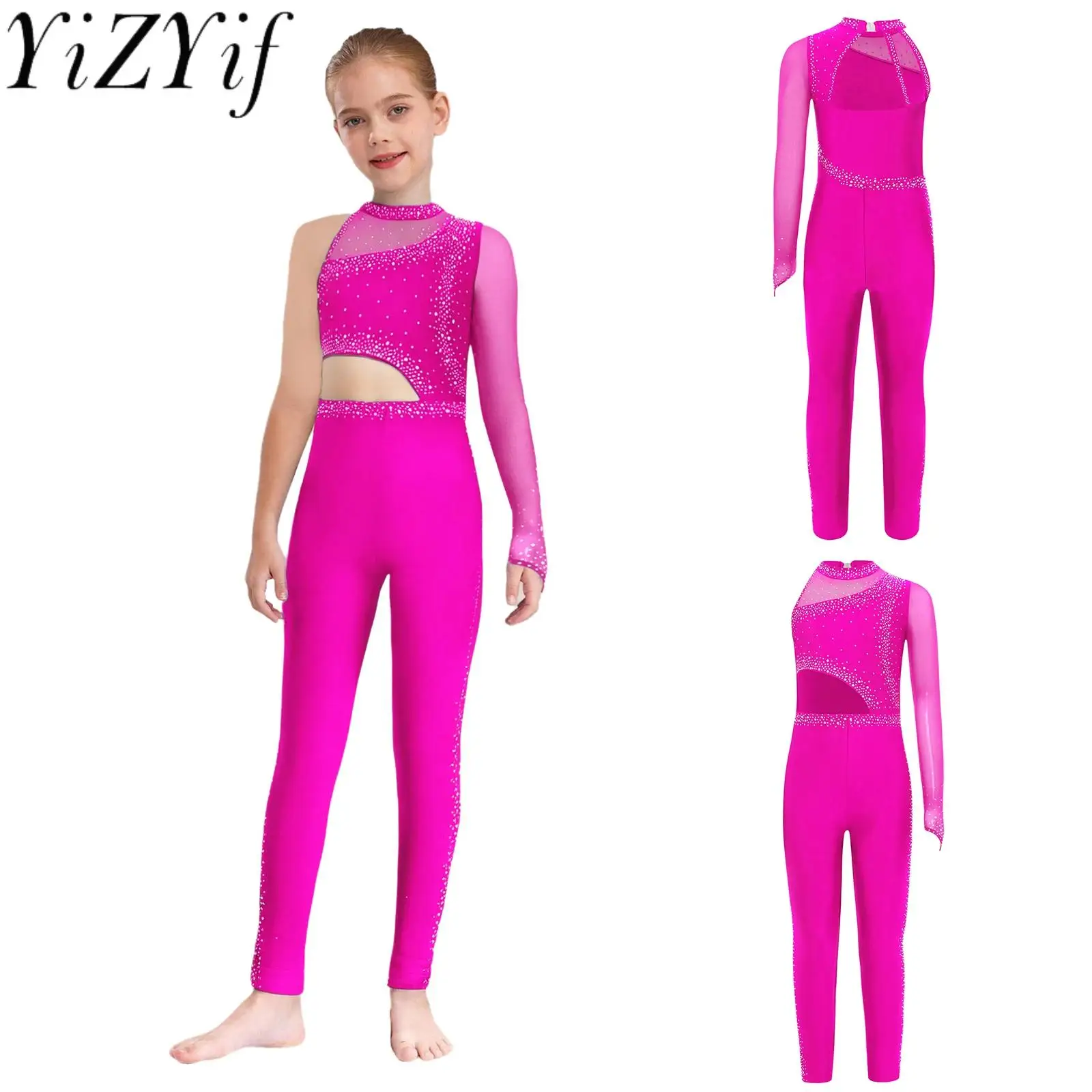 Kids Girls Slim Fit Cutout Gymnastics Dance Performance Jumpsuit Lyrical Mesh Sleeve for Ballet Acrobatics Dance Leotard
Kids Girls Slim Fit Cutout Gymnastics Dance Performance Jumpsuit Lyrical Mesh Sleeve for Ballet Acrobatics Dance Leotard