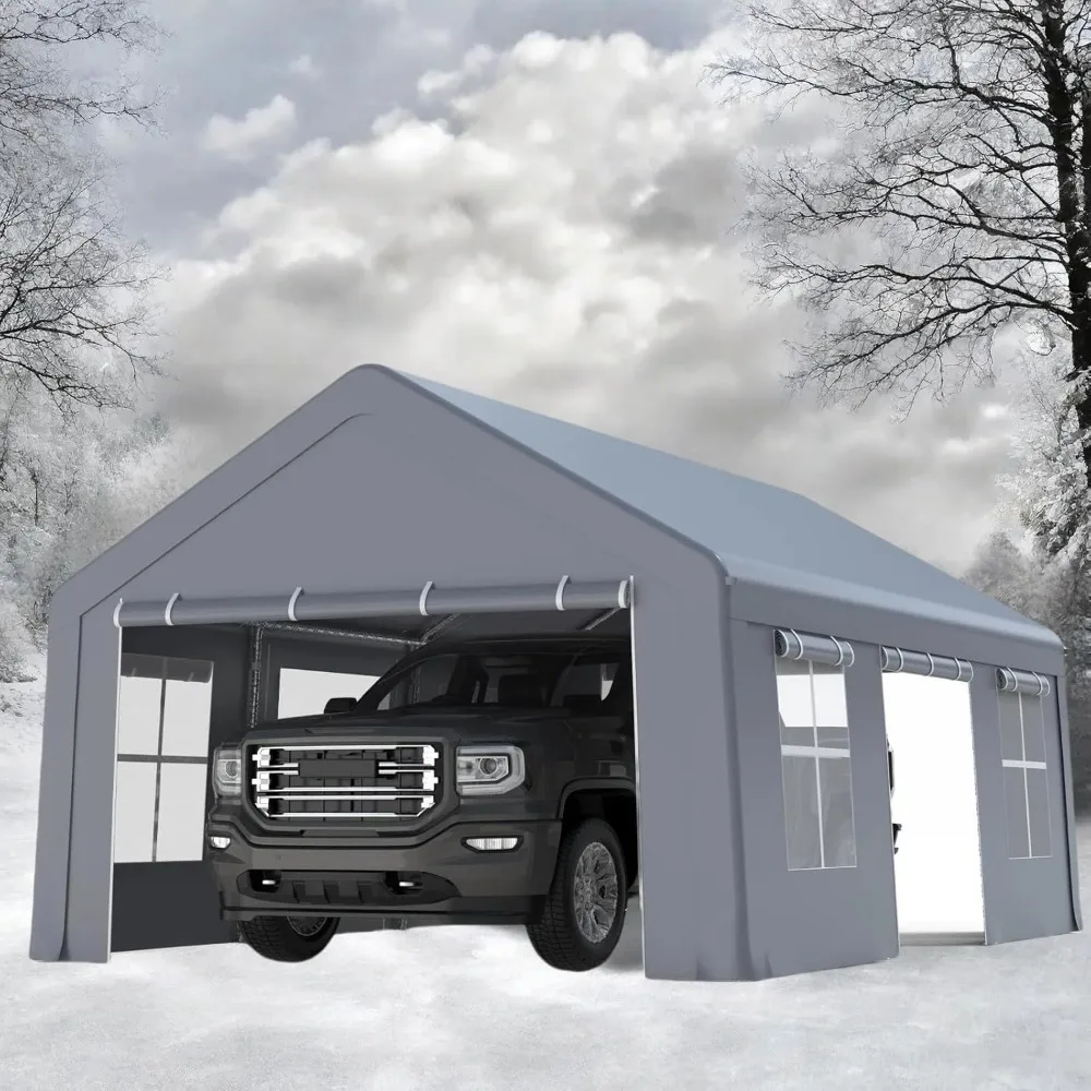 Carport 13'x20' Heavy Duty, Portable Garage with 3 Roll-Up Doors & 5 Windows, All Season Waterproof Car Canopy, Customized
Carport 13'x20' Heavy Duty, Portable Garage with 3 Roll-Up Doors & 5 Windows, All Season Waterproof Car Canopy, Customized