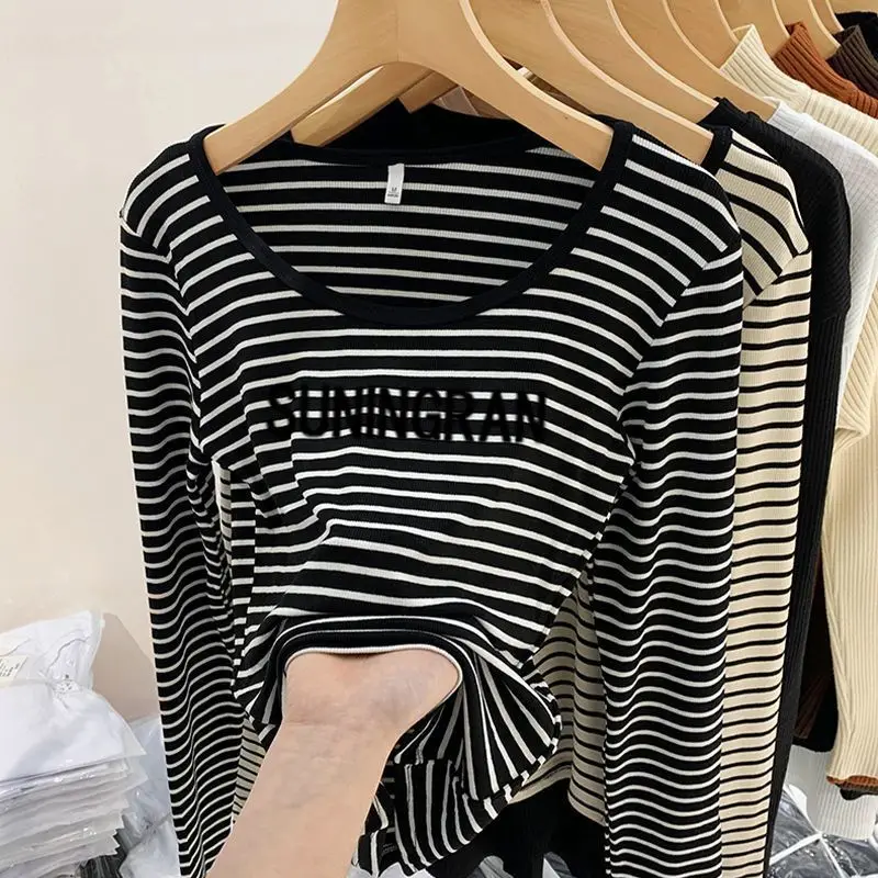 Black Striped Base Shirt Spring Autumn New Versatile Women's Long-sleeved T-shirt Trendy
Black Striped Base Shirt Spring Autumn New Versatile Women's Long-sleeved T-shirt Trendy