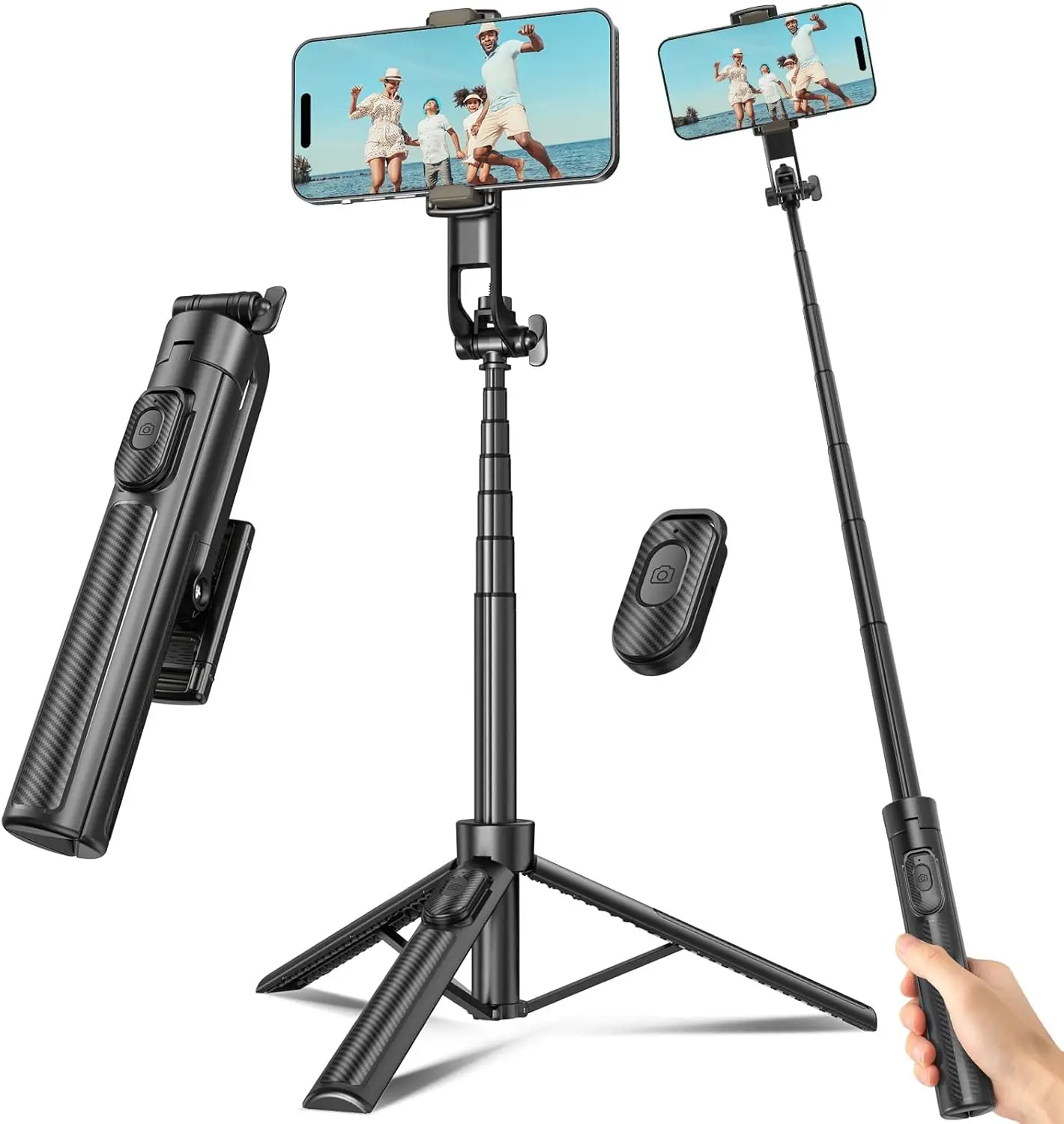 Selfie Stick Travel Tripod for Cell Phone with Remote Control and Phone Holder, Extendable Selfie Stick for iPhone, iPhone Tripod for Video Recording, 50 Inch, Black
Selfie Stick Travel Tripod for Cell Phone with Remote Control and Phone Holder, Extendable Selfie Stick for iPhone, iPhone Tripod for Video Recording, 50 Inch, Black