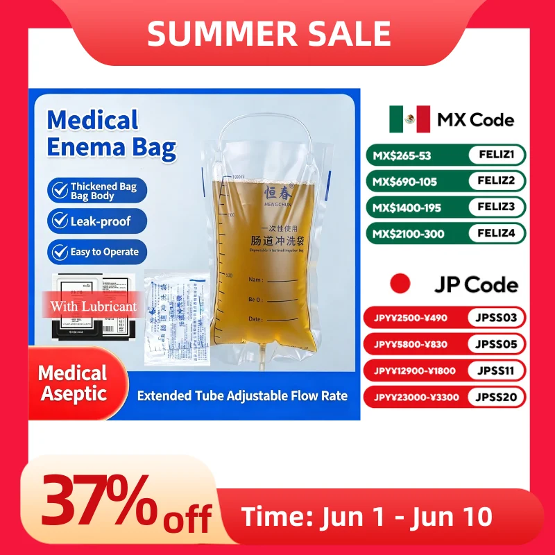 Medical Disposable Intestinal Irrigation Bag 1000ml Enema Washing Bag for Constipation Relief, Portable Home Health Care Kit
Medical Disposable Intestinal Irrigation Bag 1000ml Enema Washing Bag for Constipation Relief, Portable Home Health Care Kit