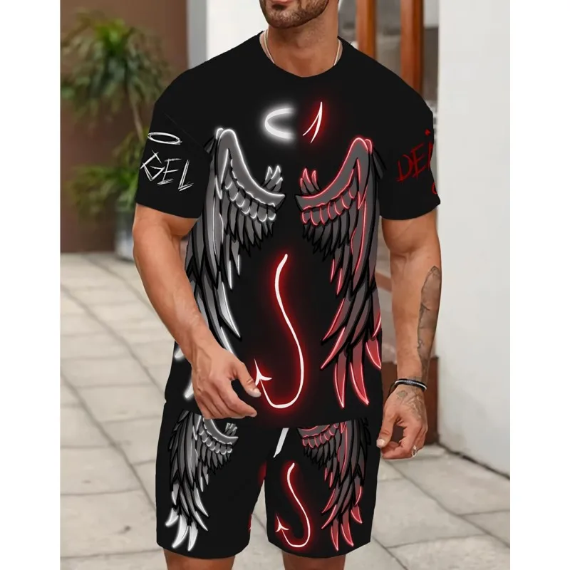 Men's Angel Wings 3D Printed T-Shirt And Shorts Set Casual Crew Neck Short Sleeve Clothing Summer Knitted Fabric Set Camisetas
Men's Angel Wings 3D Printed T-Shirt And Shorts Set Casual Crew Neck Short Sleeve Clothing Summer Knitted Fabric Set Camisetas